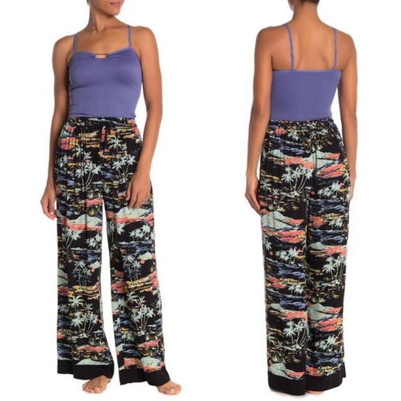 NWT Free People | Black Combo Blue Lagoon Print Pants Size Small - Picture 11 of 12